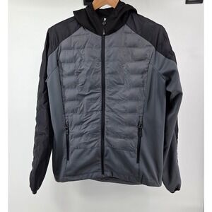 Gerry Men's Medium Hooded Jacket Gray Black‎ Lightweight Full Zip